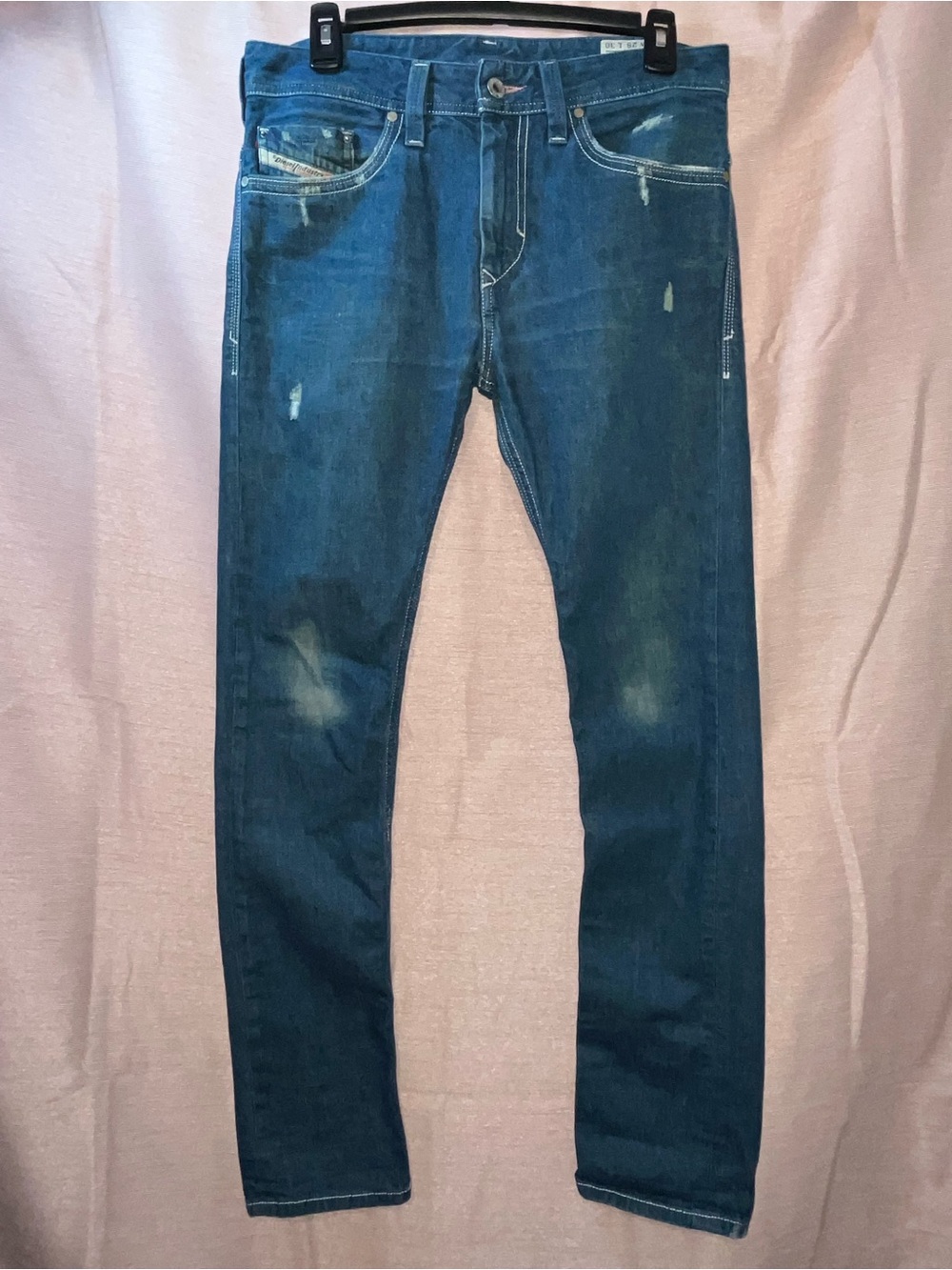 Diesel Slim Skinny Thanaz Men’s Jeans in Distressed Deep Blue
